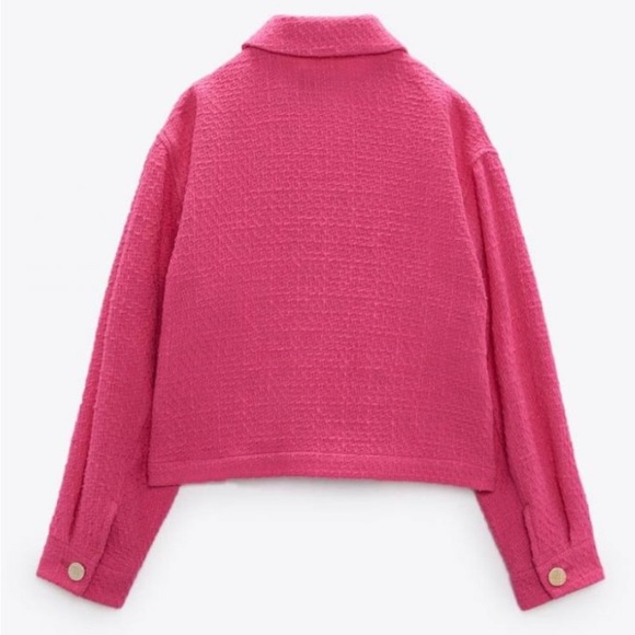 Textured weave overshirt fuchsia pink - Picture 4 of 5